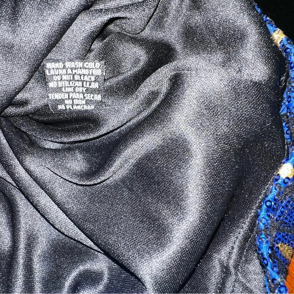 New Peacock Blue Gold Sequin Windsor Mini Dress XS - Picture 8 of 10